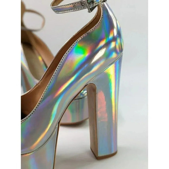 Schutz Renee Women's Ankle Strap Platform Pump Hologram Size 7.5 B (MSRP $158) - Picture 8 of 11